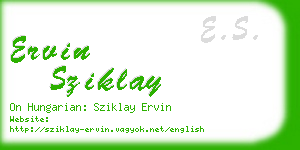 ervin sziklay business card